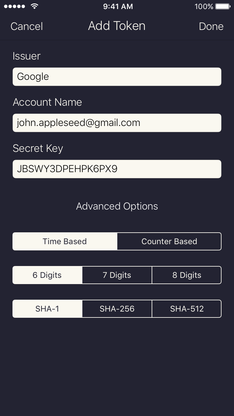 Authenticator Screenshot