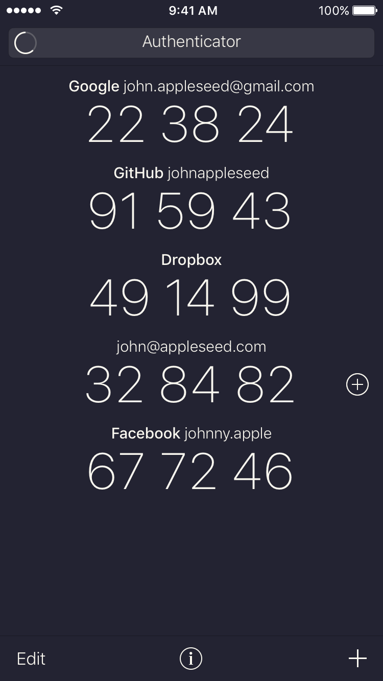 Authenticator Screenshot